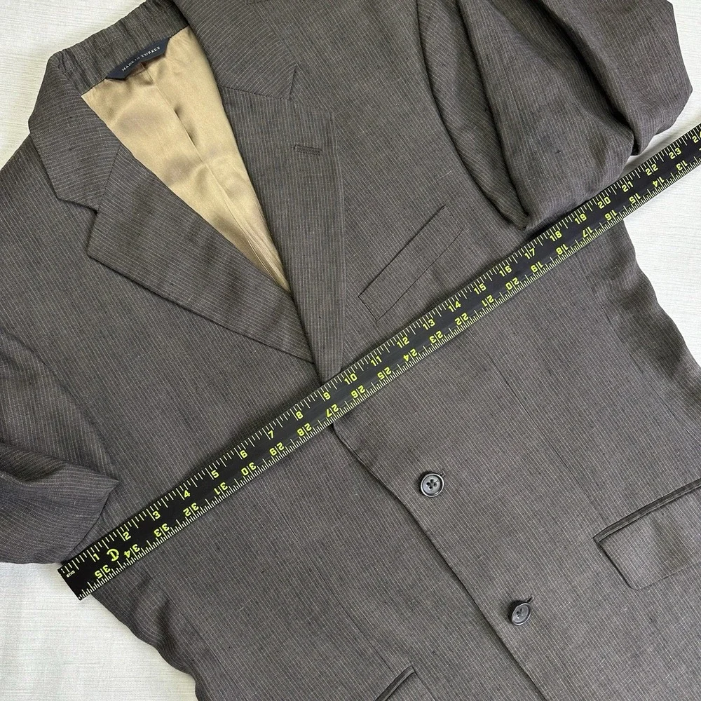 Banana Republic Linen Blazer Sport Coat Slub Men 38R Brown Beige Stripe